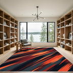 Modern Abstract Burnt Orange Charcoal Striation Rug