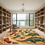 Dinosaur Footprint Earthy Tone Sand Rug