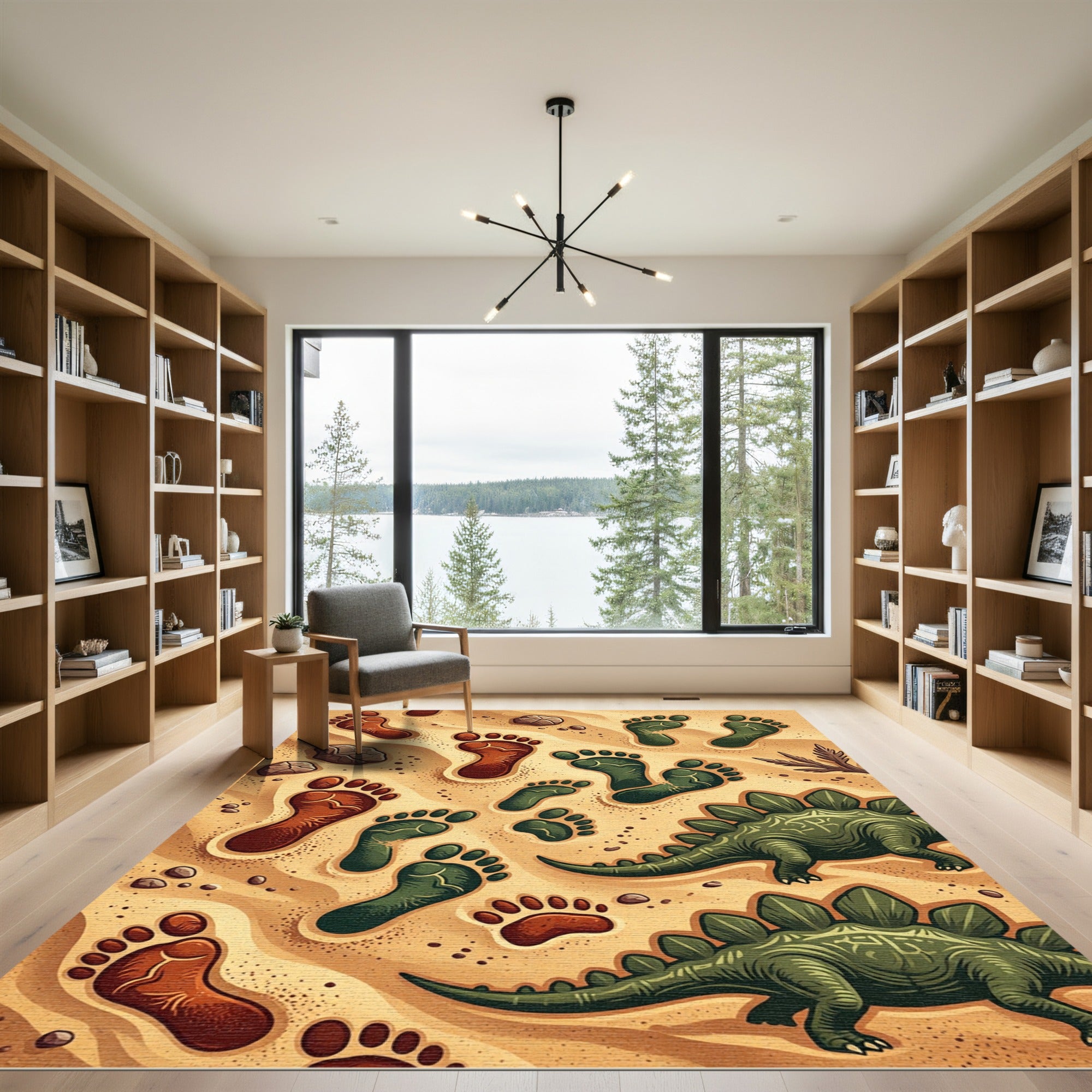 Dinosaur Footprint Earthy Tone Sand Rug