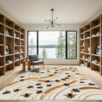 Golden Honey Bee Wheat Swirls Rug