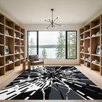 Monochrome Abstract Geometric Shattered Glass Burst Rug