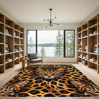 Golden Wild Cheetah Fur Animal Face Rug