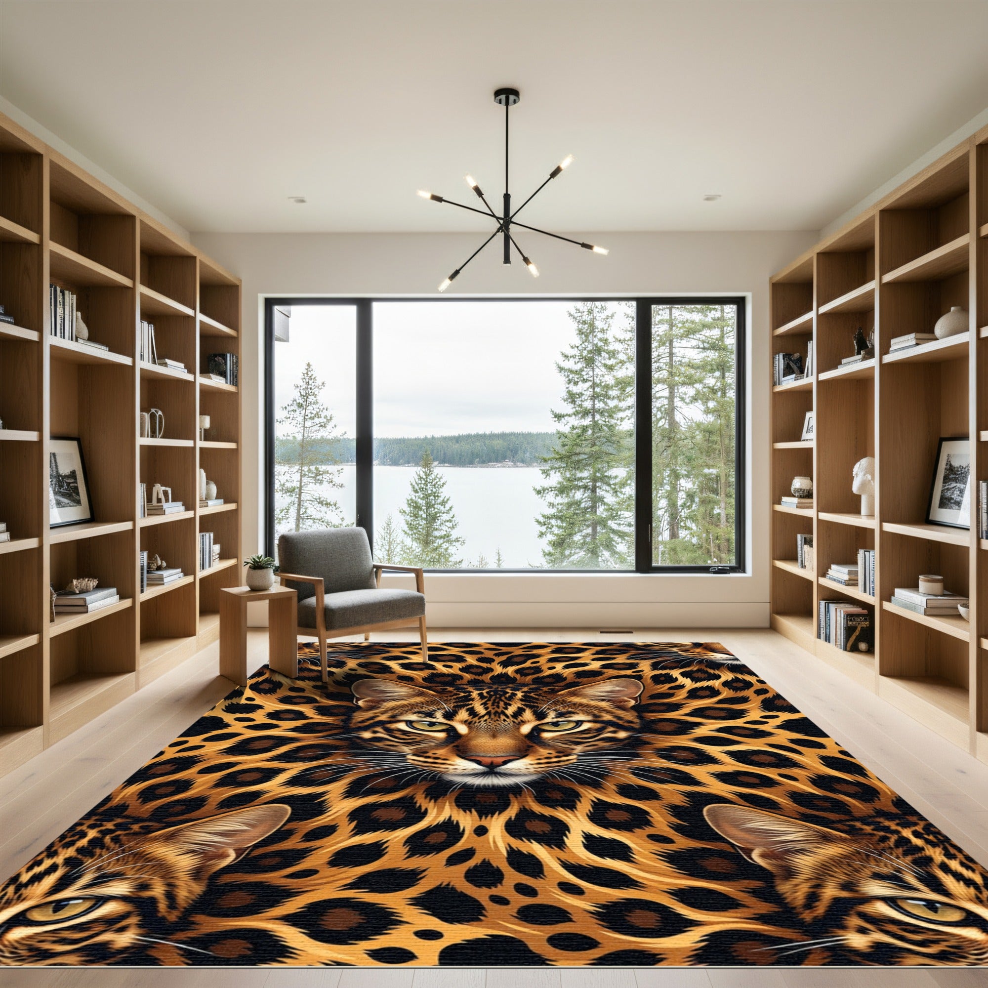 Golden Wild Cheetah Fur Animal Face Rug