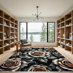 Grayscale And Peach Rose Smoke Rug