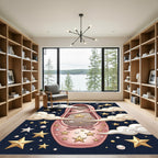 Celestial Pastel Pink Ballerina Starry Sky Rug