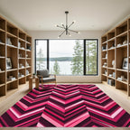 Vibrant Pink Chevron Layered Geometric Rug