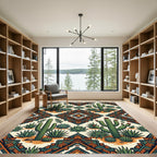 Earthy Southwestern Succulent Geometric Diamond Rug
