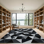 Monochrome Geometric Triangle Abstract Art Rug