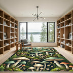 Whimsical Enchanted Forest Mushroom Meadow Rug
