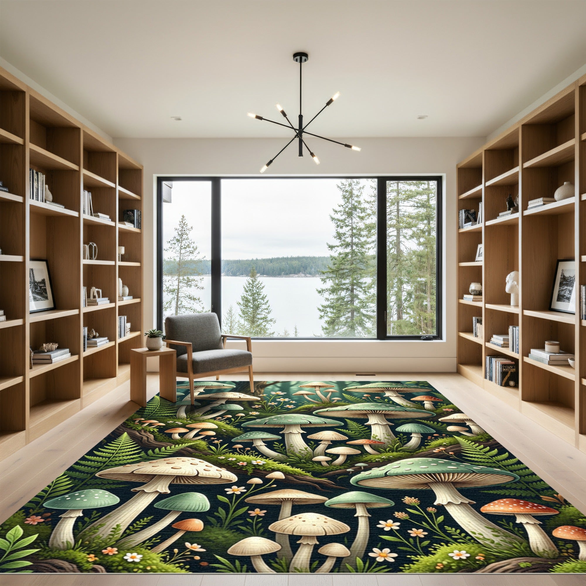 Whimsical Enchanted Forest Mushroom Meadow Rug