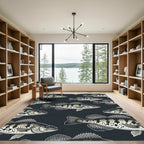 Charcoal Spotted Freshwater Bass Composition Rug