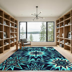 Teal Starburst Mandala Burst Rug
