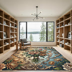 Elegant Floral Bouquet Ornate Filigree Rug