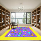 Playful Alphabet Bunnies Colorful Kids Rug