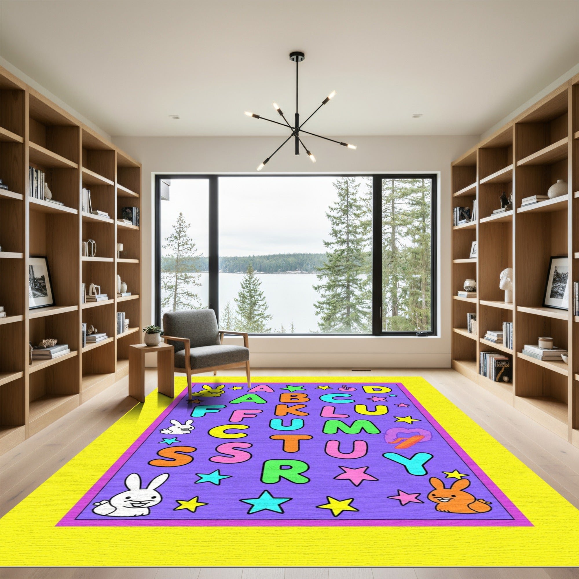 Playful Alphabet Bunnies Colorful Kids Rug