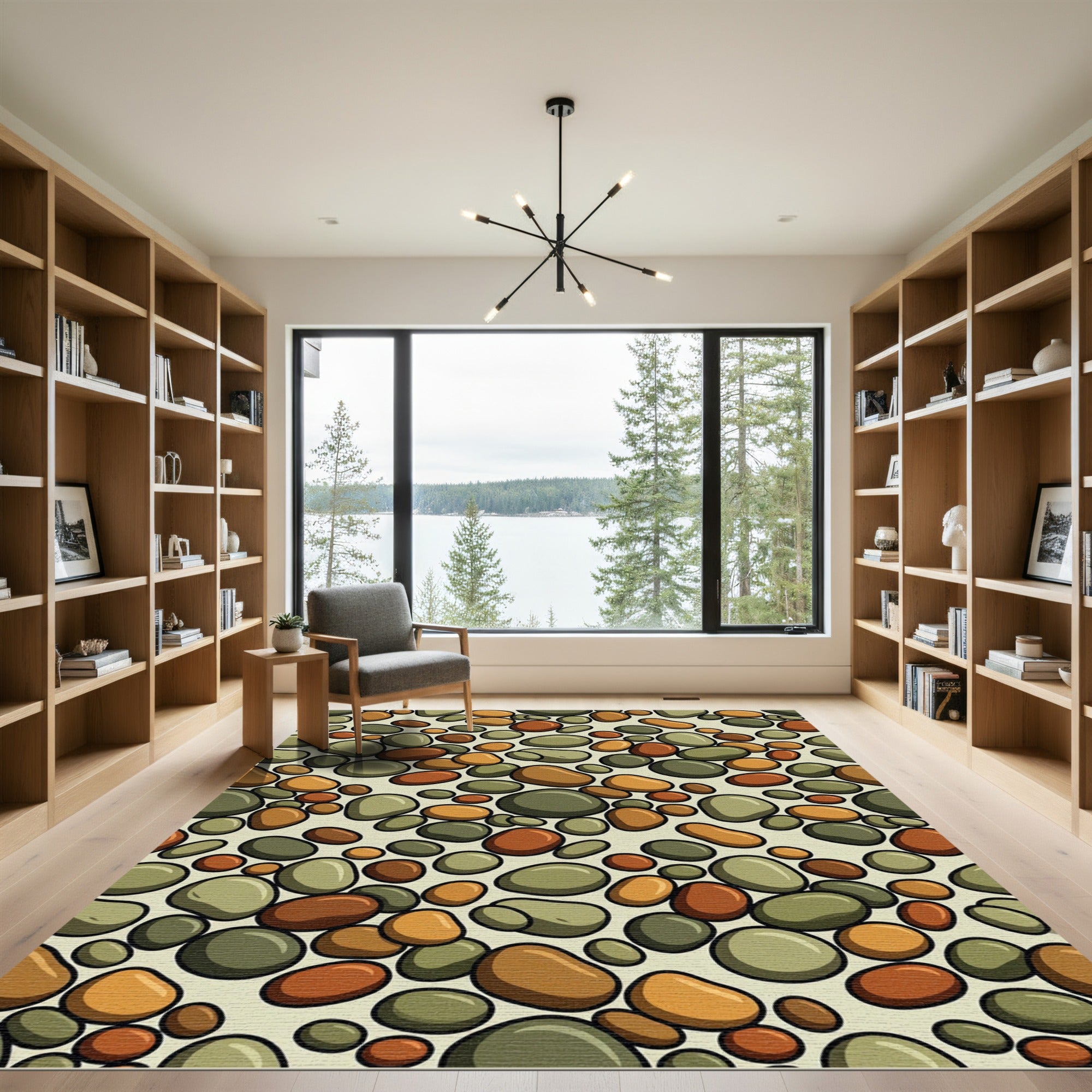 Pebble Cluster Earthy Tone Stones Rug