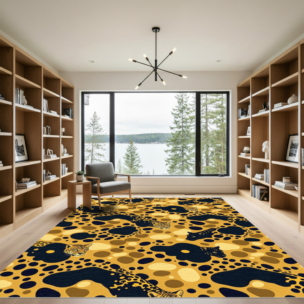 Golden Leopard Roar Abstract Spot Rug