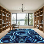 Deep Blue Swirling Vortex Rug