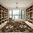 Ornate Golden Floral Vines Rug