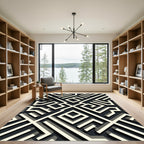 Monochromatic Labyrinth Illusion Rug
