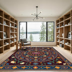 Crimson Lotus Paisley Garden Mandala Rug
