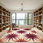 Crimson Starburst Geometric Arrangement Rug