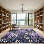 Elegant Purple Wisteria Cascading Floral Rug