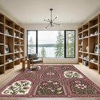 Antique Rose Floral Lattice Tile Rug