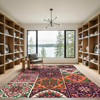 Vibrant Floral Tile Collection Rug