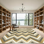 Gold and Bronze Chevron Geometric Art Rug