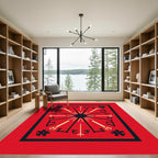 Crimson Sunburst Radial Medallion Rug