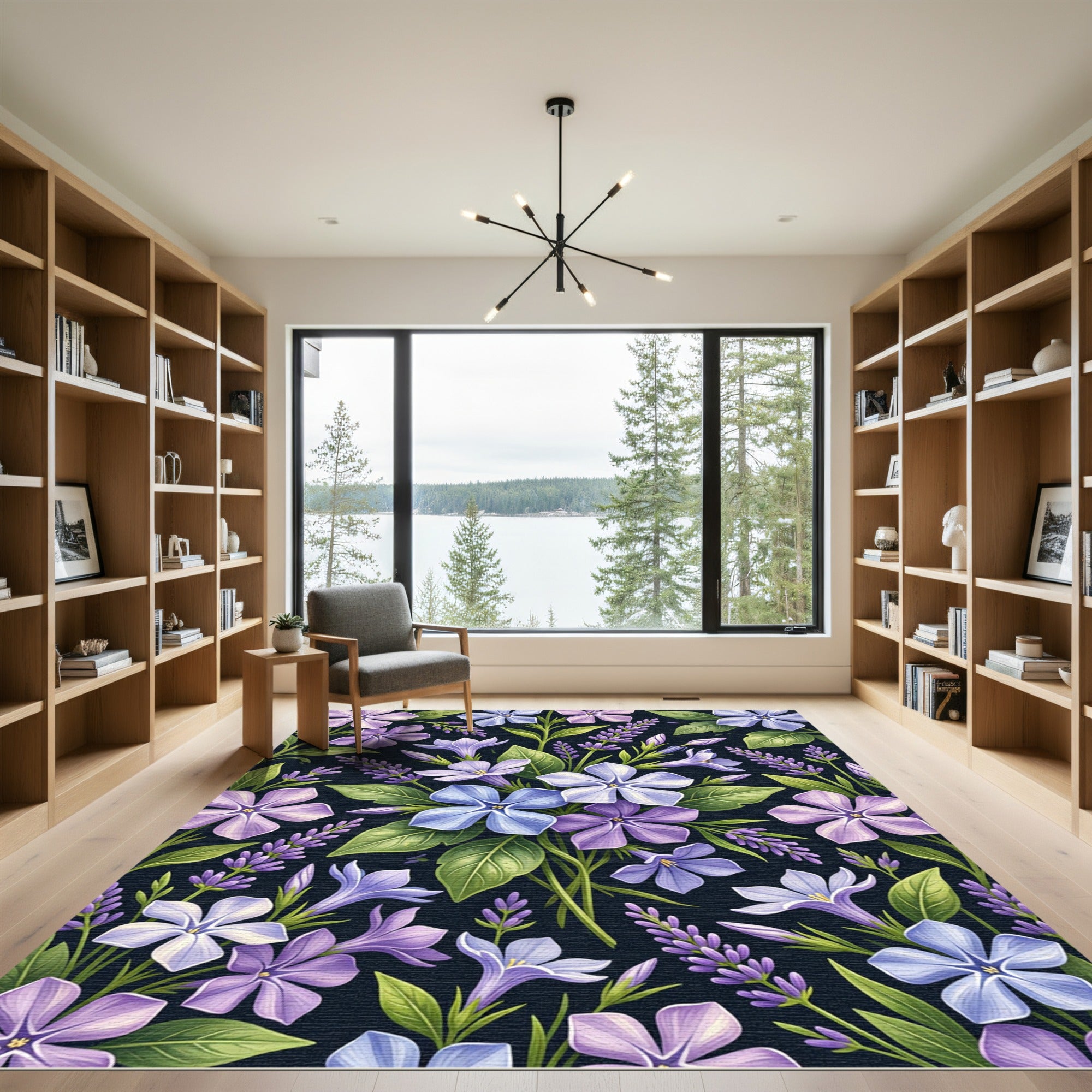 Lavender Periwinkle Floral Meadow Arrangement Rug