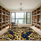 Golden Leopard Face Seamless Pattern Rug