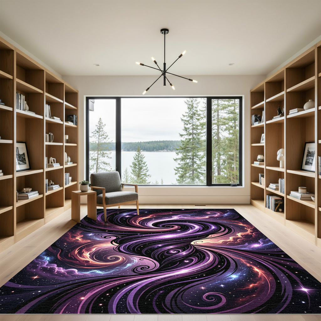 Swirling Cosmic Nebula Interstellar Galaxy Art Rug
