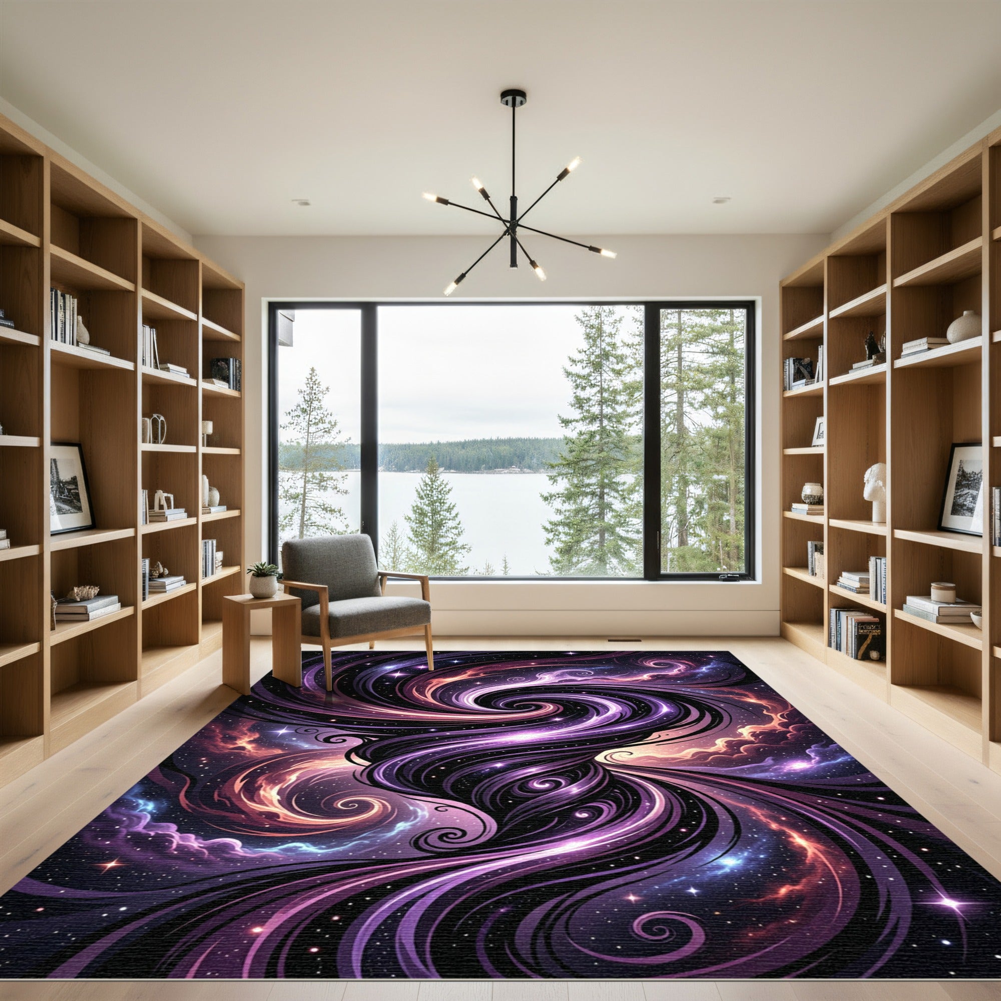Swirling Cosmic Nebula Interstellar Galaxy Art Rug