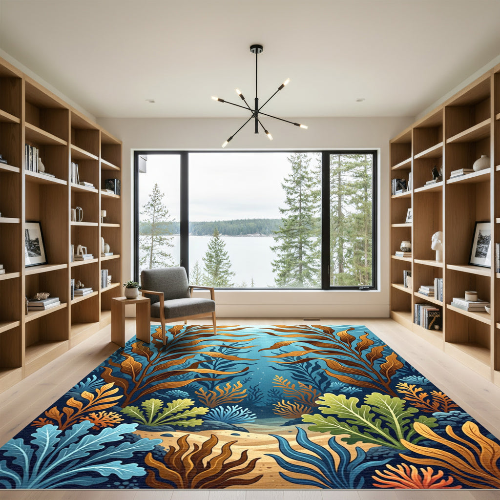 Oceanic Kelp Forest Under Blue Waves Rug