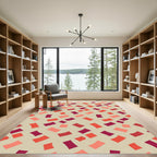 Abstract Painted Confetti Coral Magenta Rug