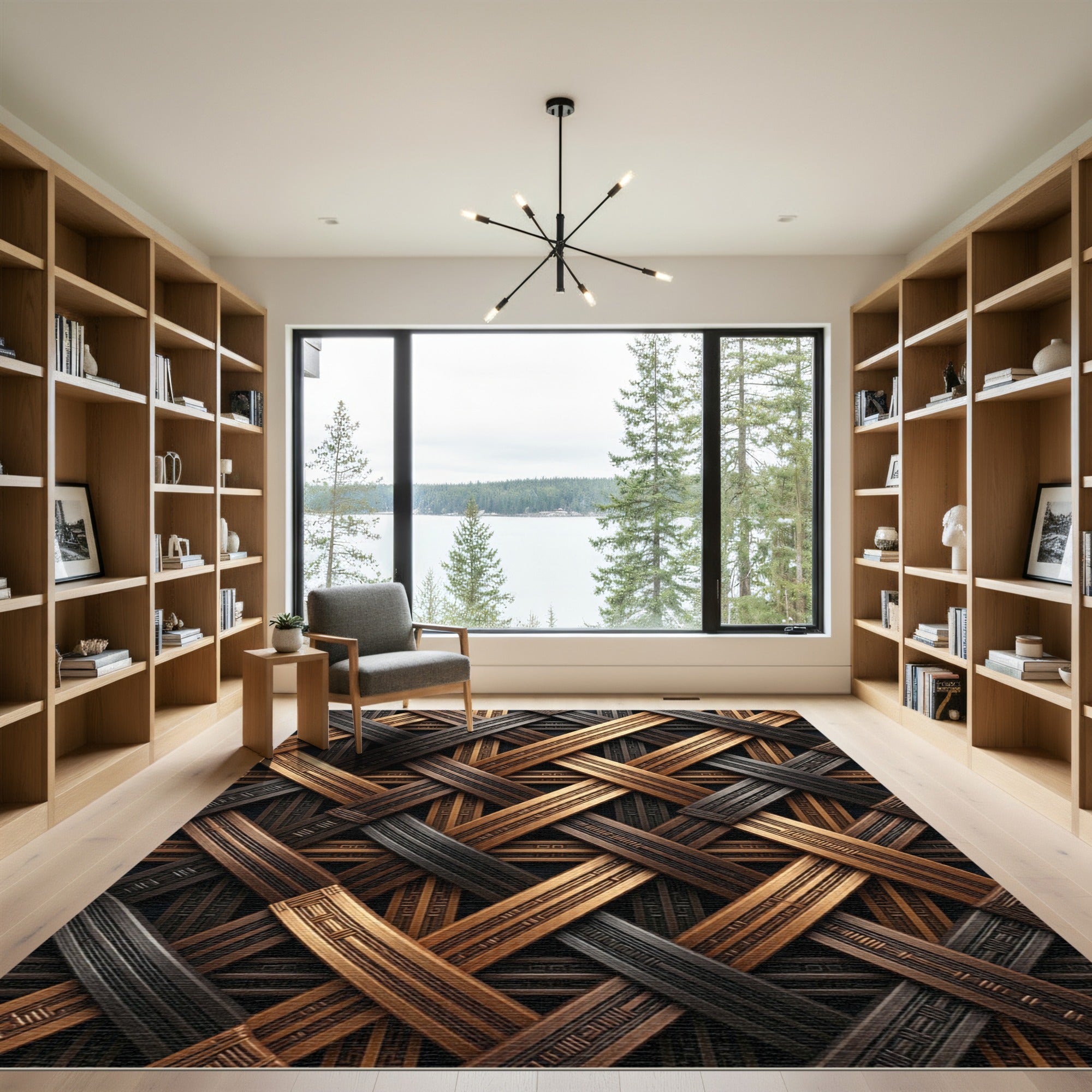 Bronze Charcoal Woven Grid Rug