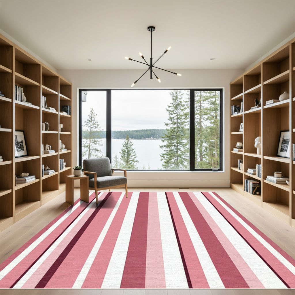 Pink Vertical Stripe Composition Rug