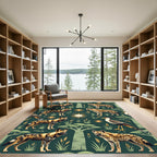 African Wildlife Forest Safari Sage Rug