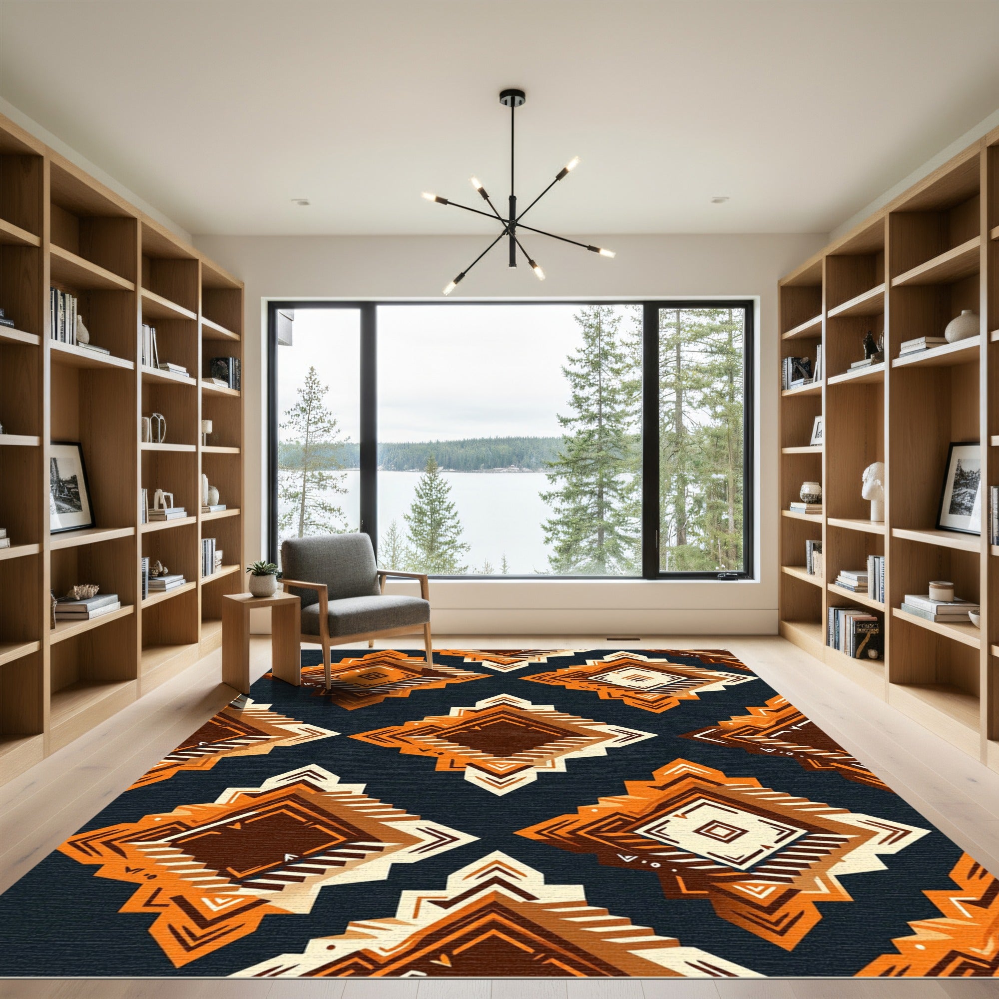 Orange Brown Diamond Stairs Rug