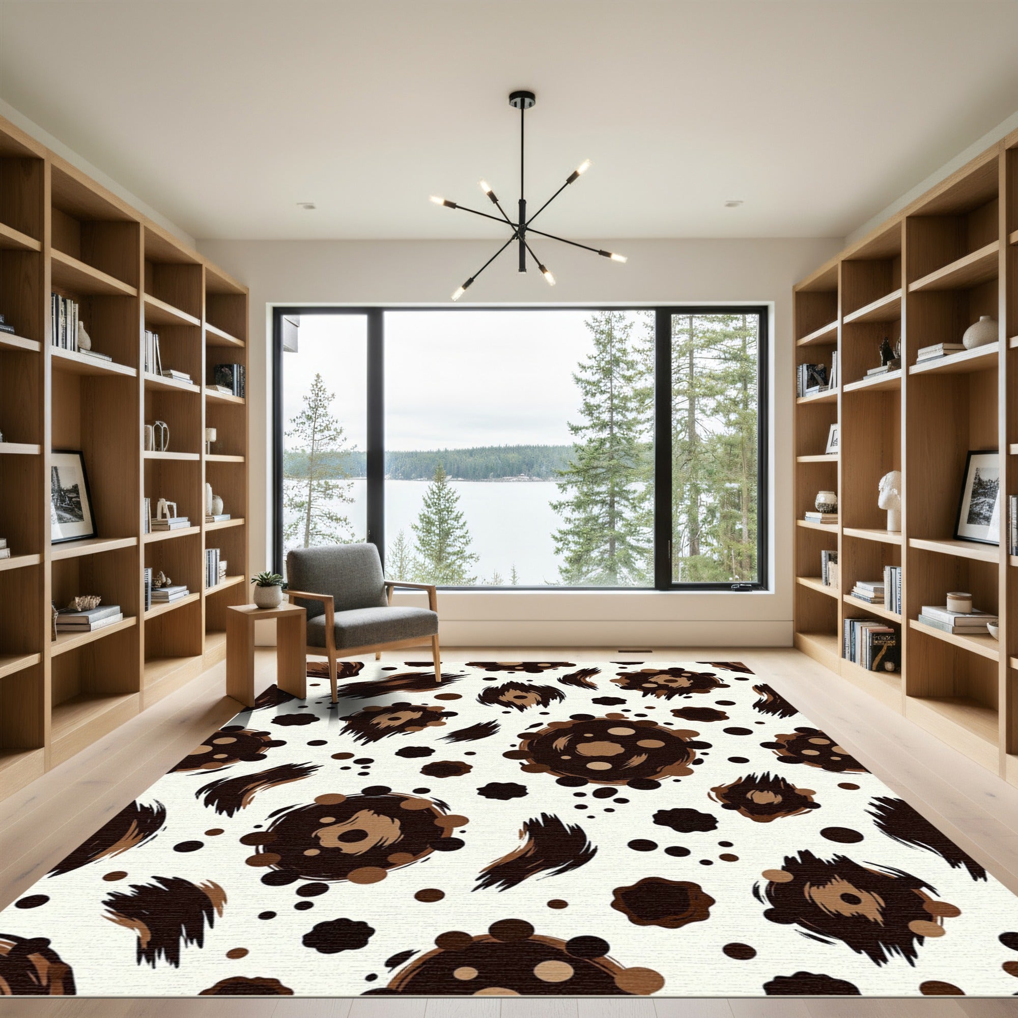 Abstract Earthy Brown Leopard Spot Rug