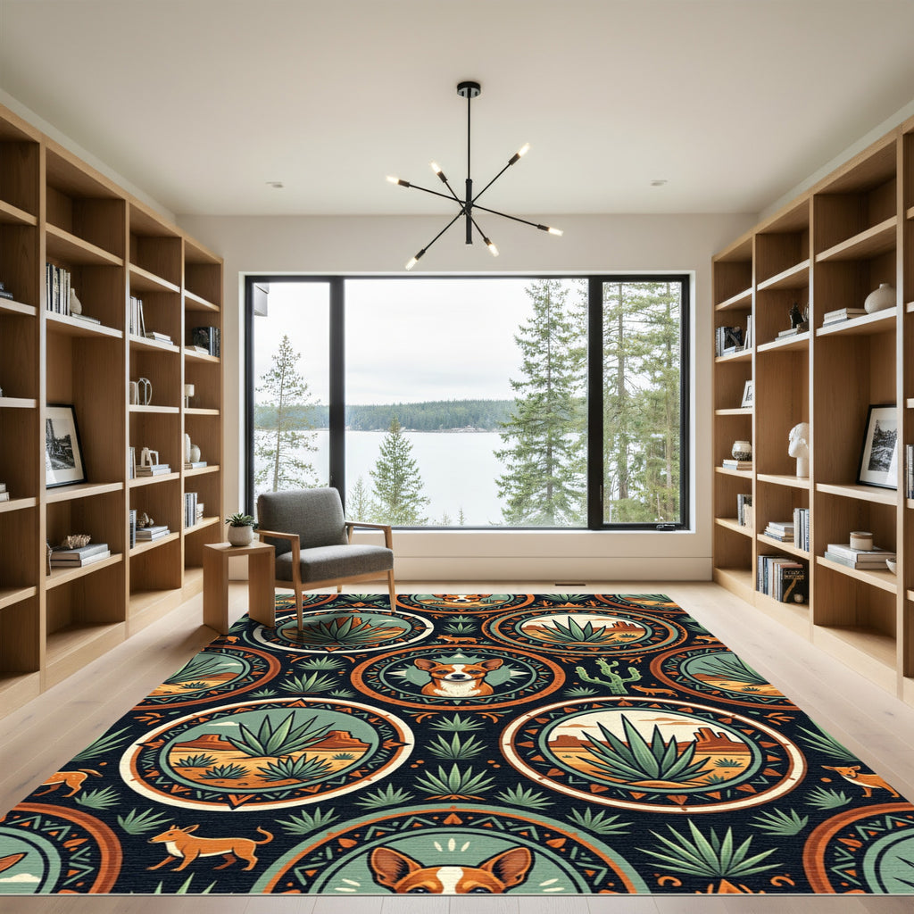 Desert Agave Chihuahua Geometric Ochre Medallion Rug