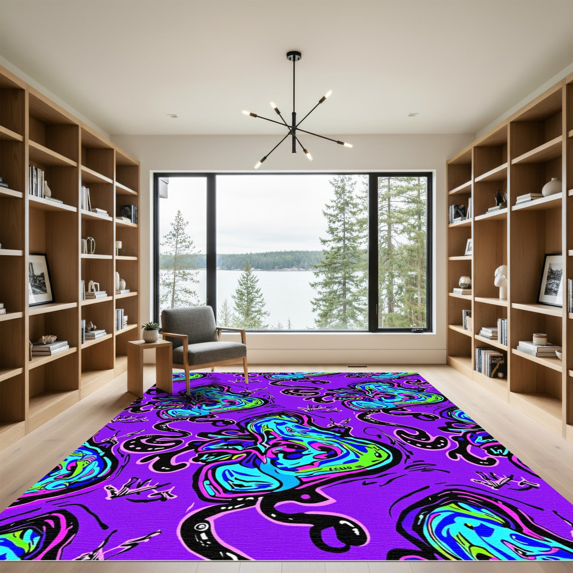Trippy Psychedelic Purple Swirl Heart Rug