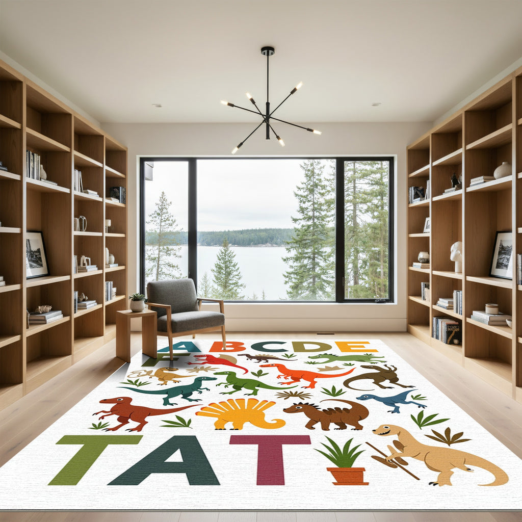 Colorful Dinosaur Alphabet Adventure Rug