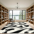 Minimalist Black Ink Swirls Rug