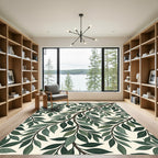 Deep Green Leafy Branch Collection Rug