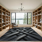 Monochromatic Abstract Linear Intersecting Monochrome Art Rug
