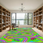Vibrant Road Trip Car Collage Rug