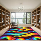 Rainbow Ribbon Daffodil Whimsical Composition Rug